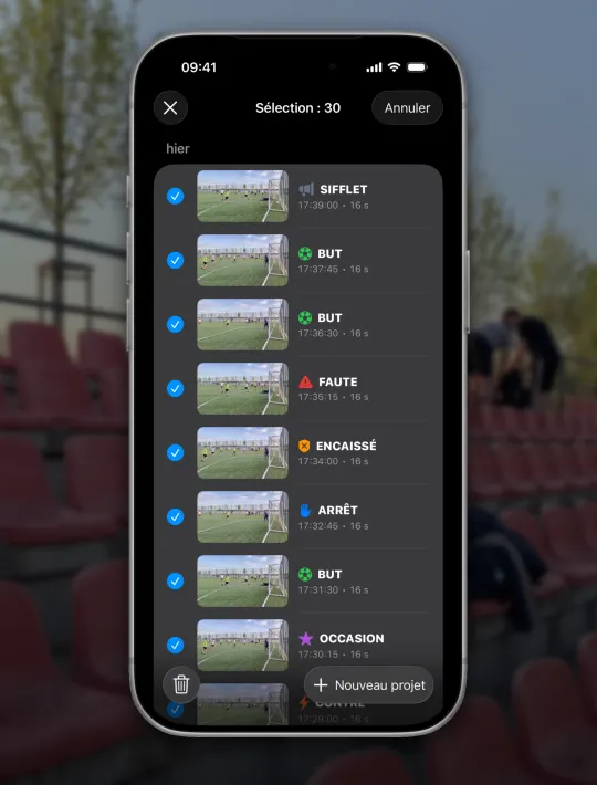 Choisissez les clips du match